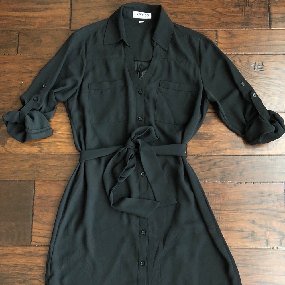 Express Portofino Black button up dress